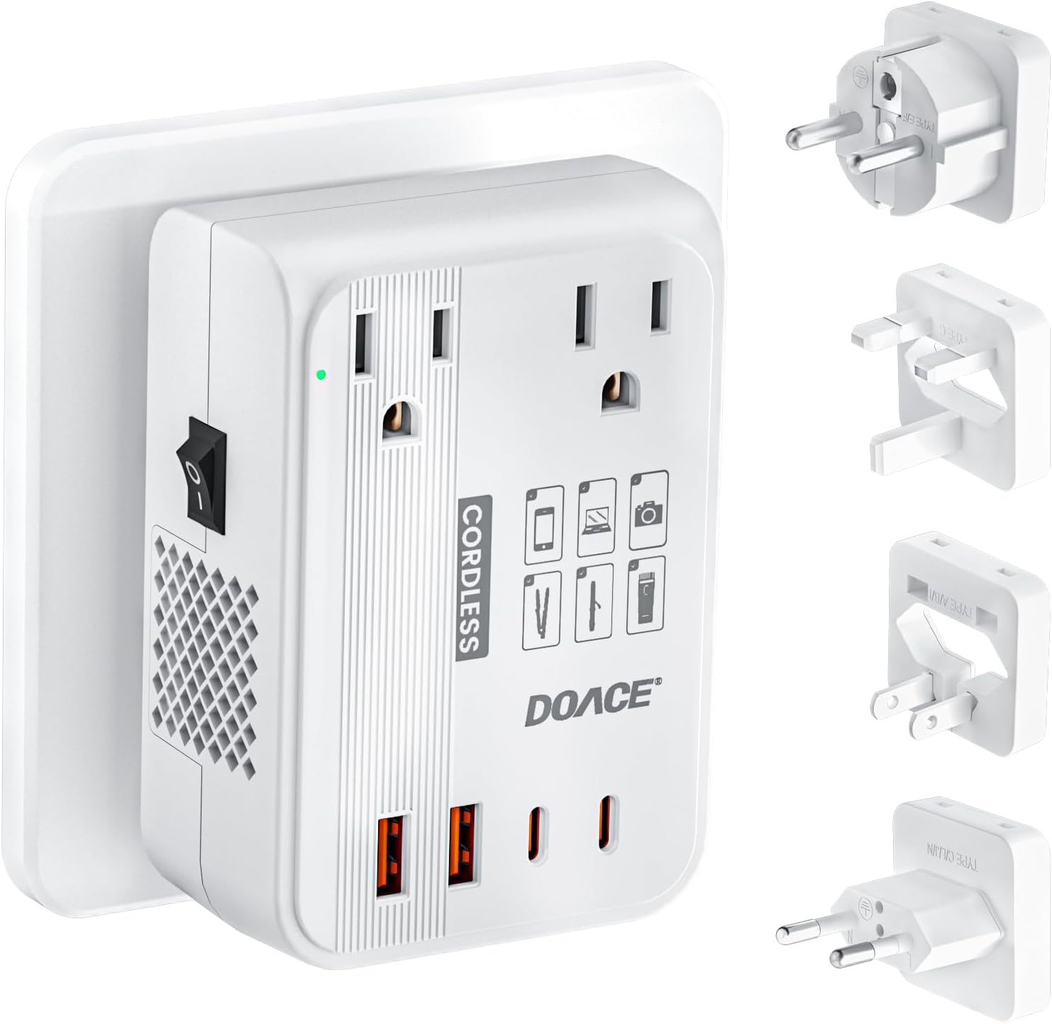 DOACE 220V to 110V Converter - High-Power Travel Adapter