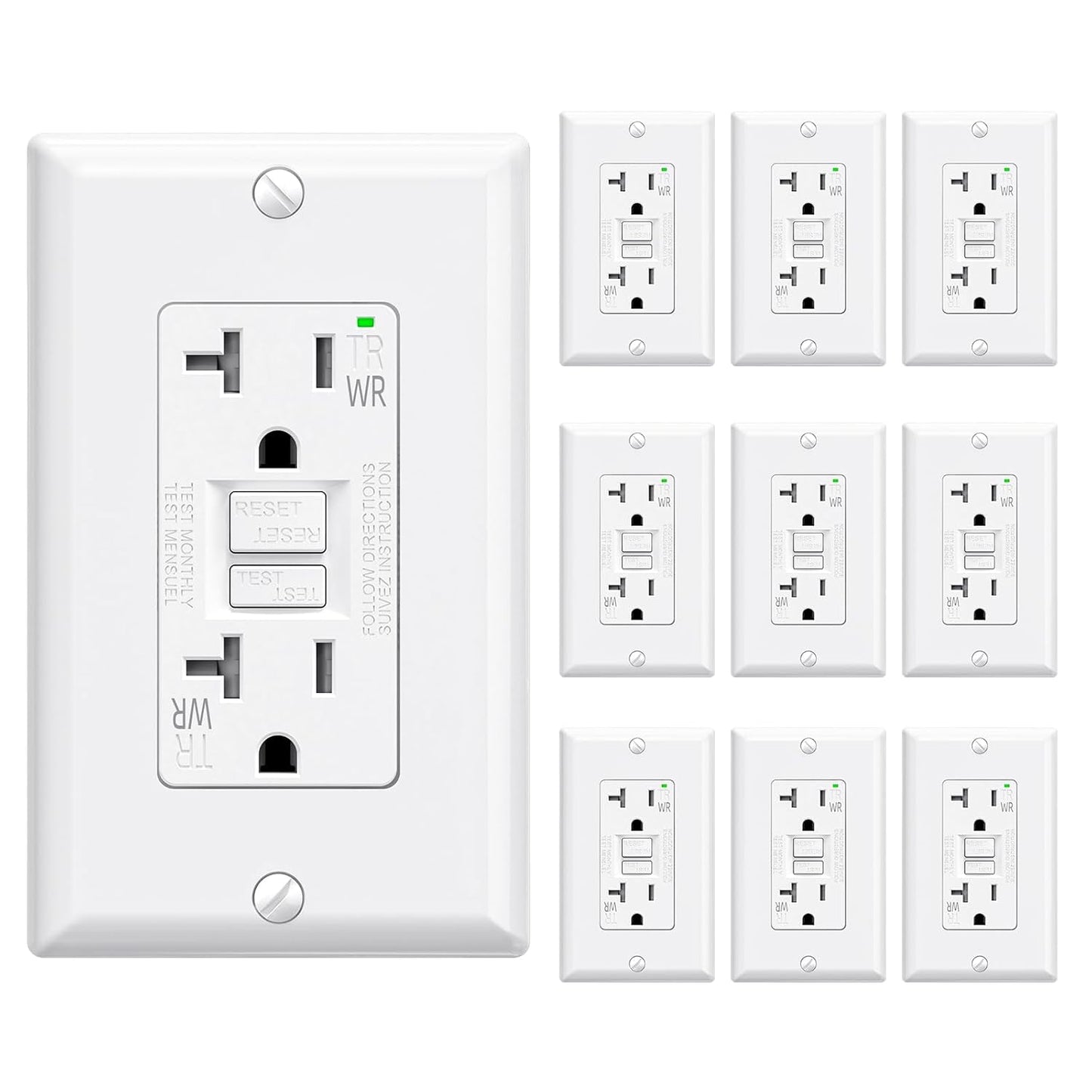 ELEGRP Outdoor GFCI Outlet 20 Amp with Self-Test Feature
