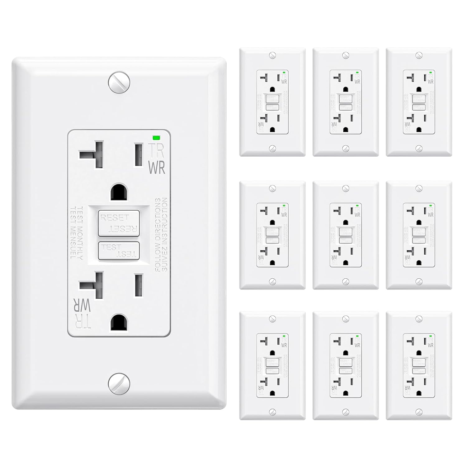 ELEGRP Outdoor GFCI Outlet 20 Amp with Self-Test Feature