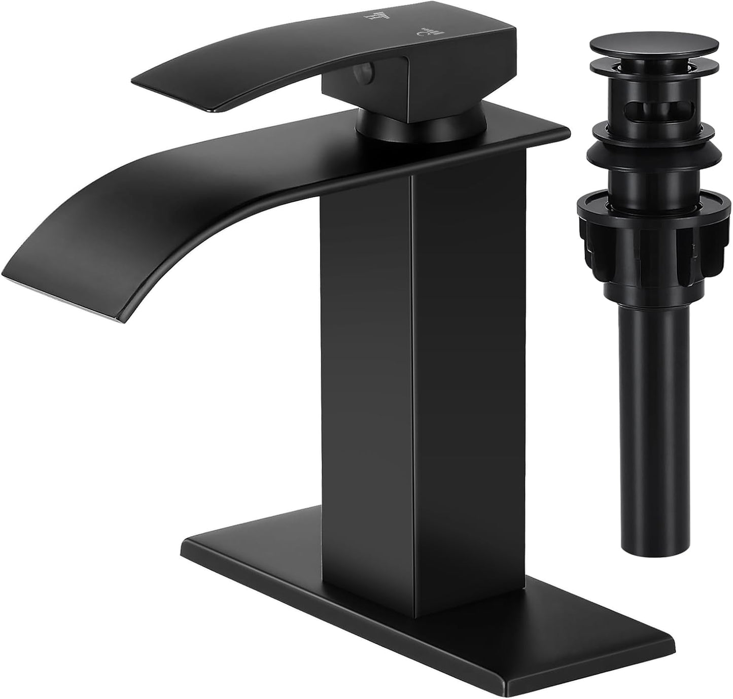 Matte Black Waterfall Bathroom Faucet for Modern Sinks