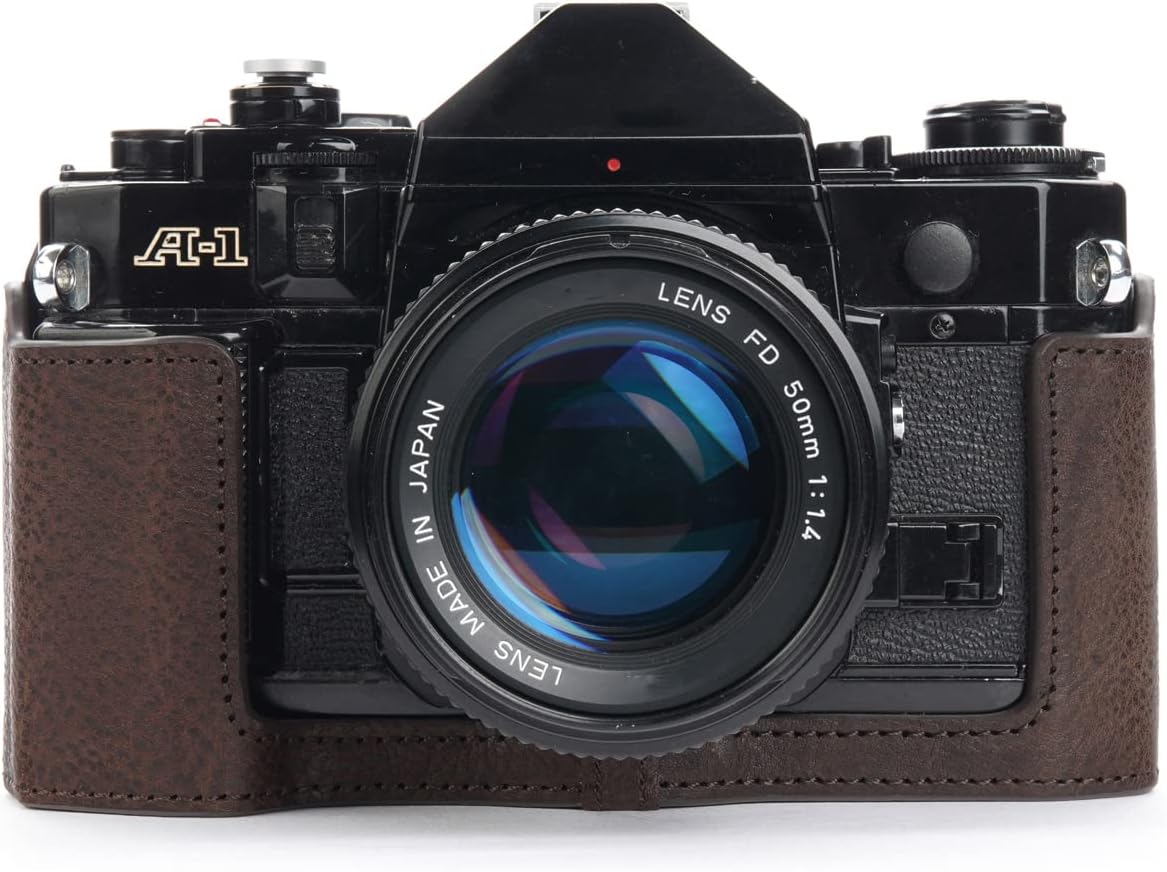 Handmade Genuine Leather Half Camera Case for Canon AE-1 Models