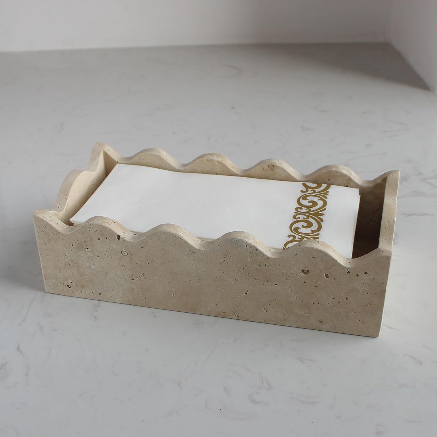 Natural Travertine Guest Towel Holder for Stylish Bathrooms