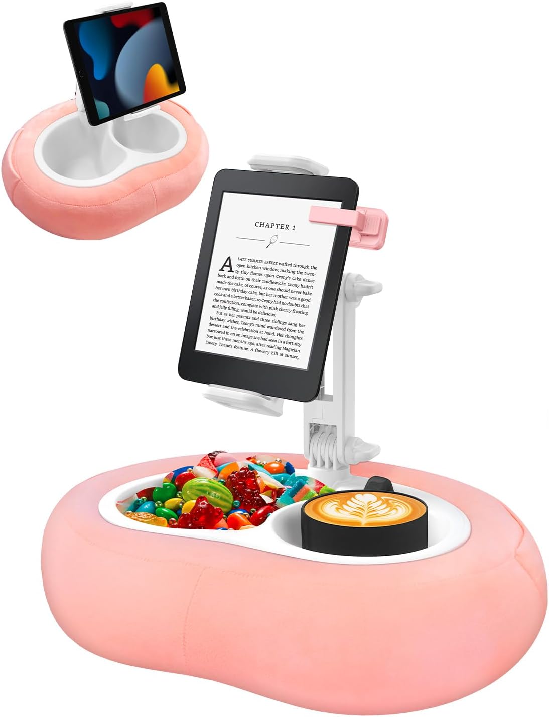 Tablet Pillow Stand for 5in-12.9in Devices - Soft Plush Holder