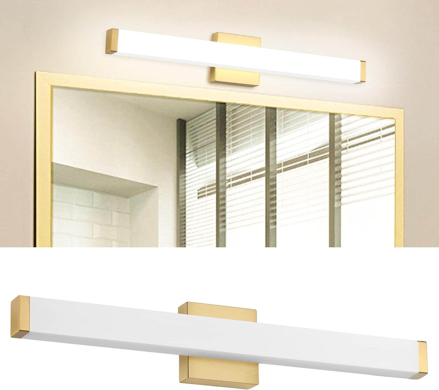 Bathroom Vanity Light Brushed Nickel Square LED 24in Fixture