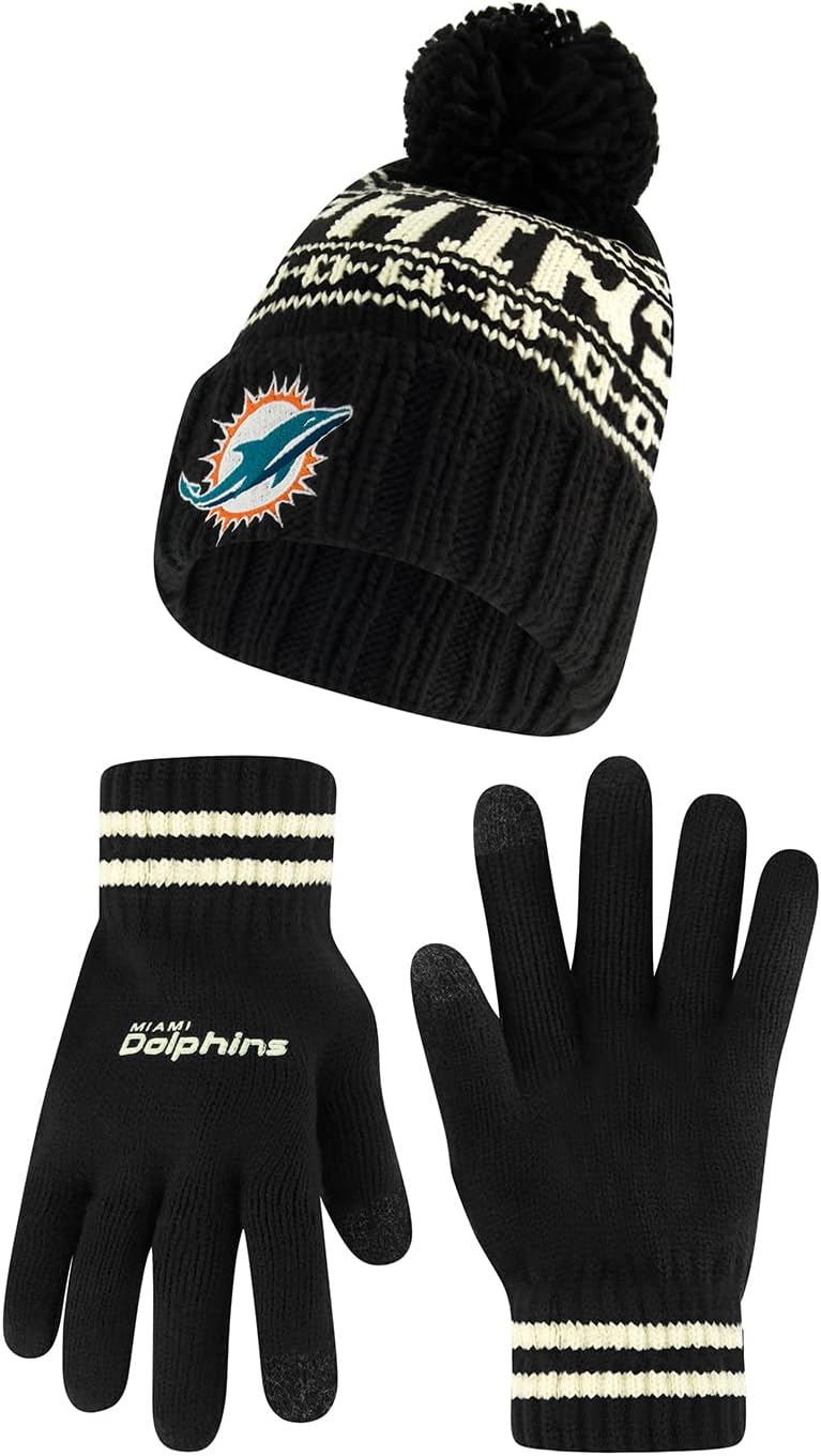 Ultra Game NFL Official Super Soft Cable Knit Beanie & Gloves