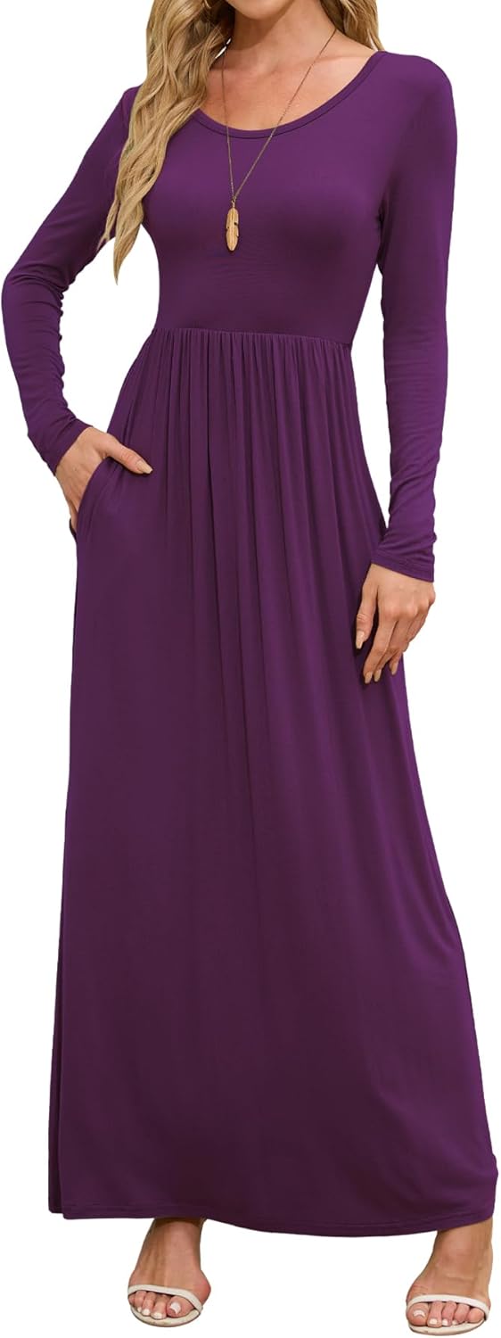 DEARCASE Women's Maxi Dress with Pockets for Casual Fall Wear
