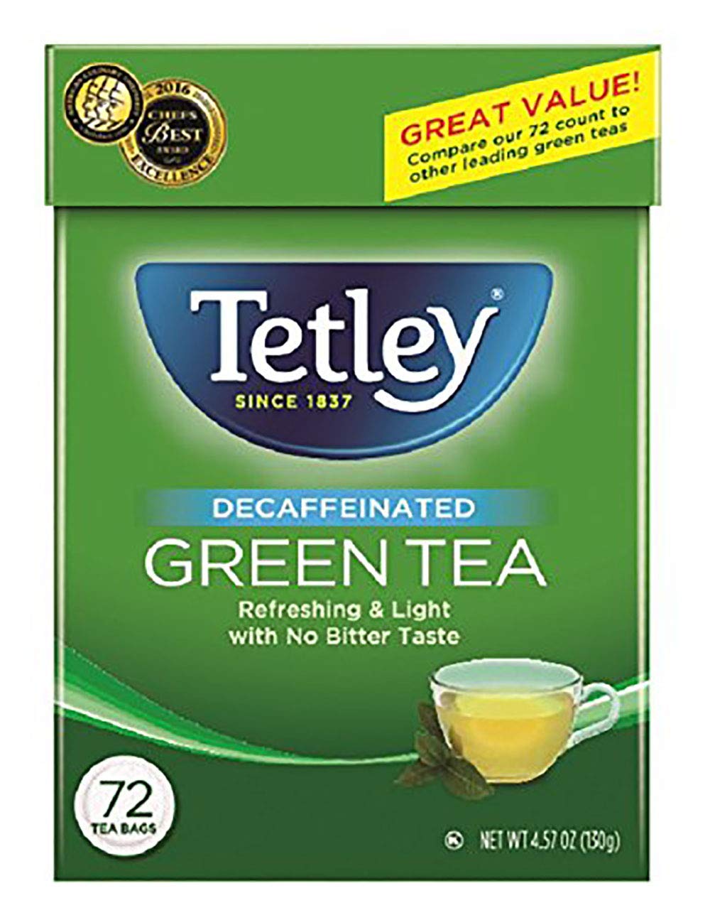 Tetley Natural Decaf Green Tea - Refreshing Caffeine-Free Delight