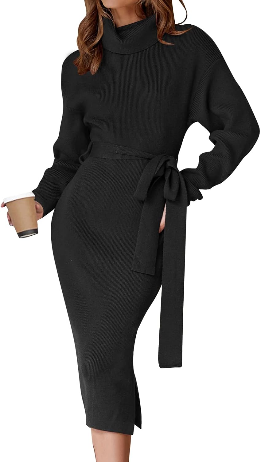 ZESICA Women's Turtleneck Sweater Midi Dress for All Occasions