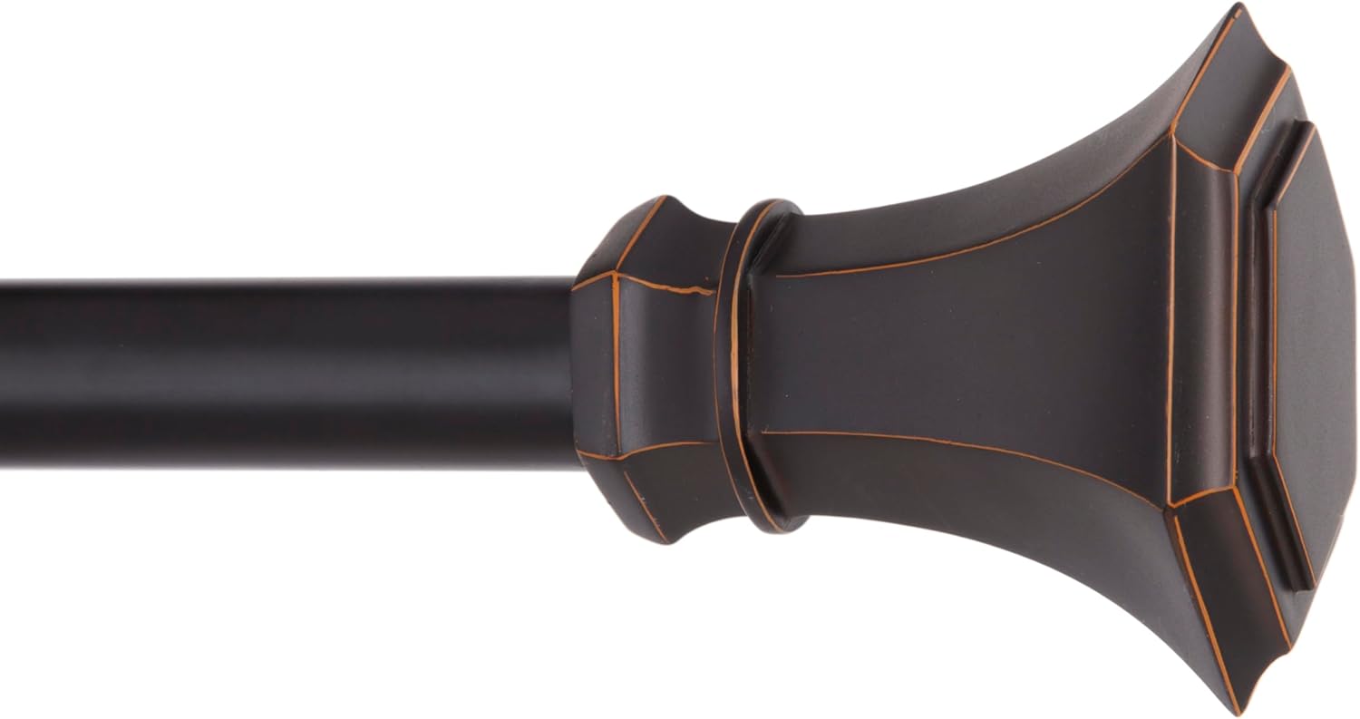 Kenney Martel Geometric Trumpet Curtain Rod - Adjustable, Blackened Copper Finish