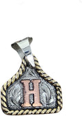 Handmade Cow Tag Copper Initial Necklace - Hand Engraved Charm touch