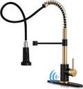 Touchless Pull Down Kitchen Faucet Matte Black & Brushed Gold