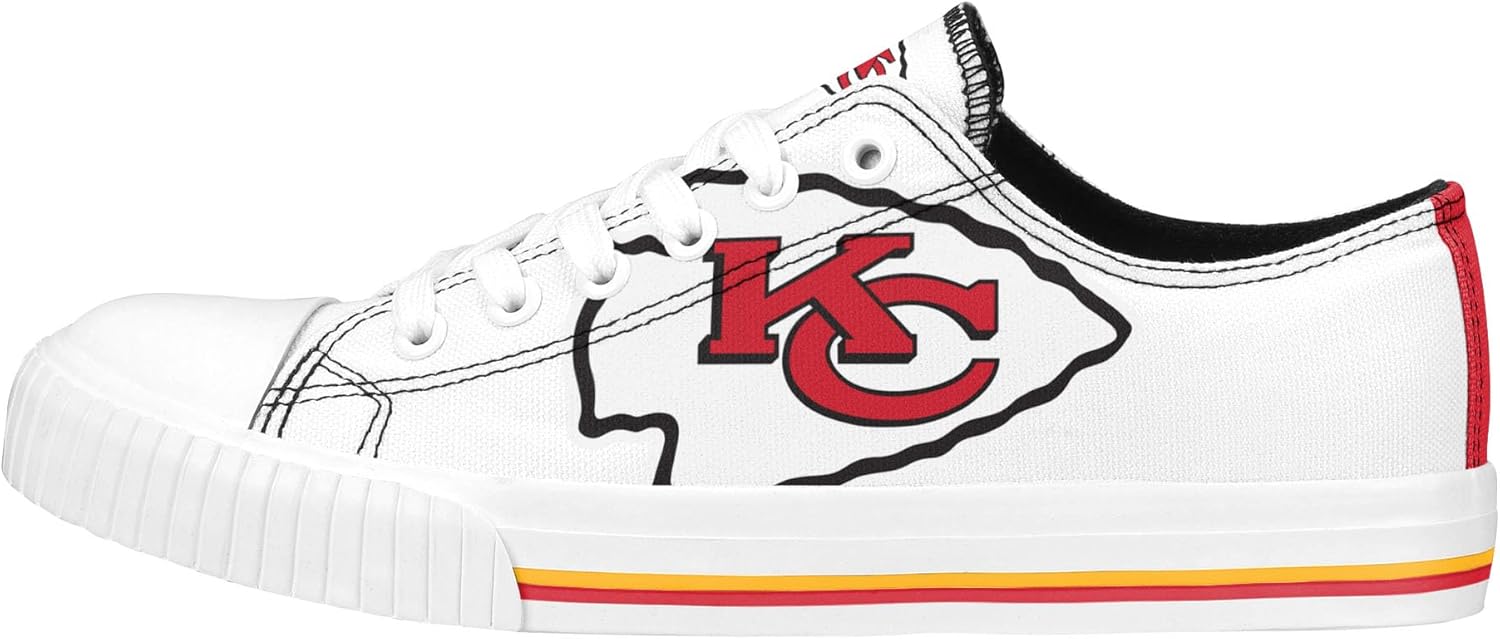 FOCO Women's NFL Team Big Logo Low Top White Canvas Sneakers