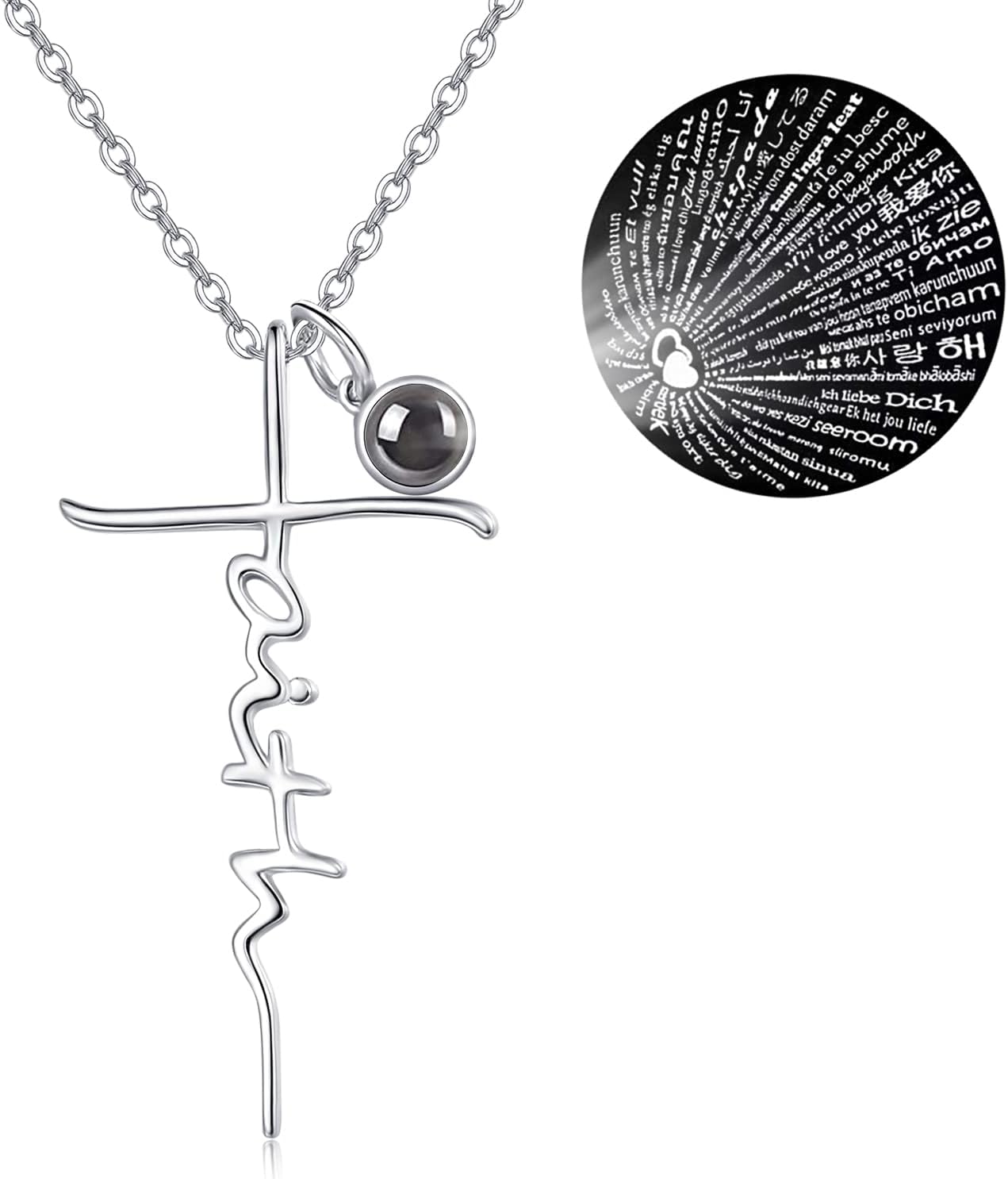 Faith Cross Necklace for Women in 925 Sterling Silver with Birthstone