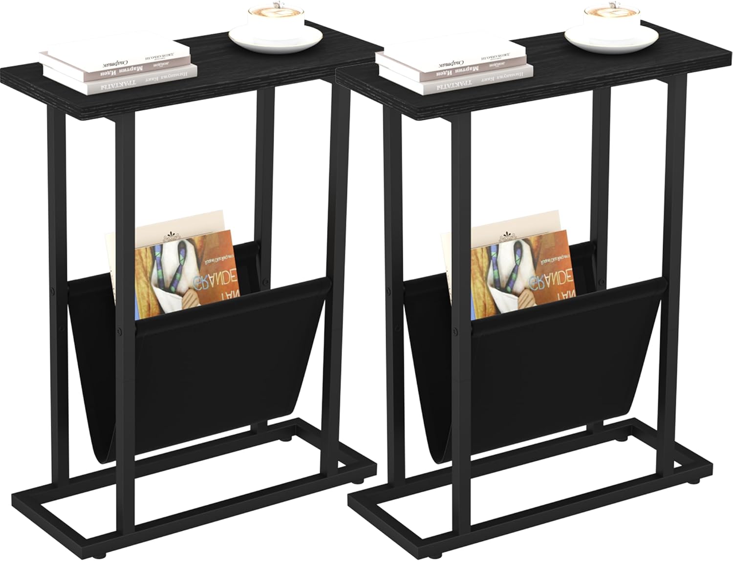 Yusong Narrow Side Table Set of 2 for Small Spaces and Storage
