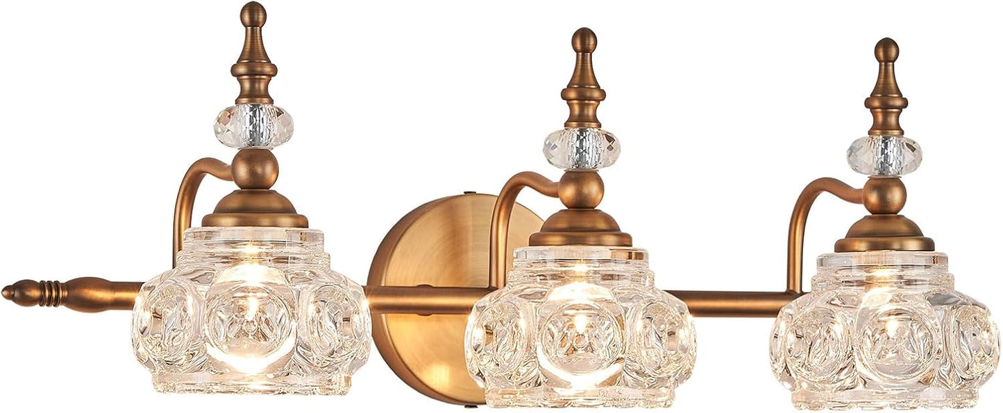Vintage Vanity Light Fixture with Crystal Glass Shade Design