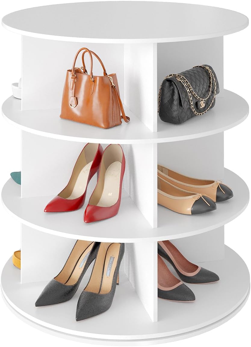 SpaceAid 3 Tier Rotating Shoe Rack Tower for Closet Organization