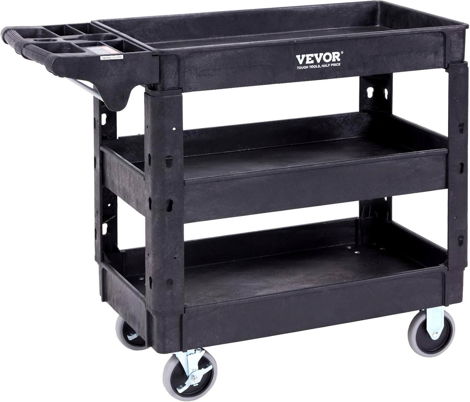 VEVOR Utility Service Cart: 3 Shelf Heavy Duty Rolling Cart