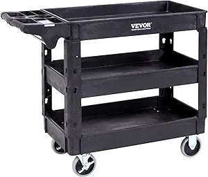 VEVOR Utility Service Cart: Heavy Duty 3 Shelf Rolling Cart