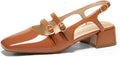 Coutgo Womens Mary Jane Chunky Low Heels Slingback Pumps (Style 9Y28)