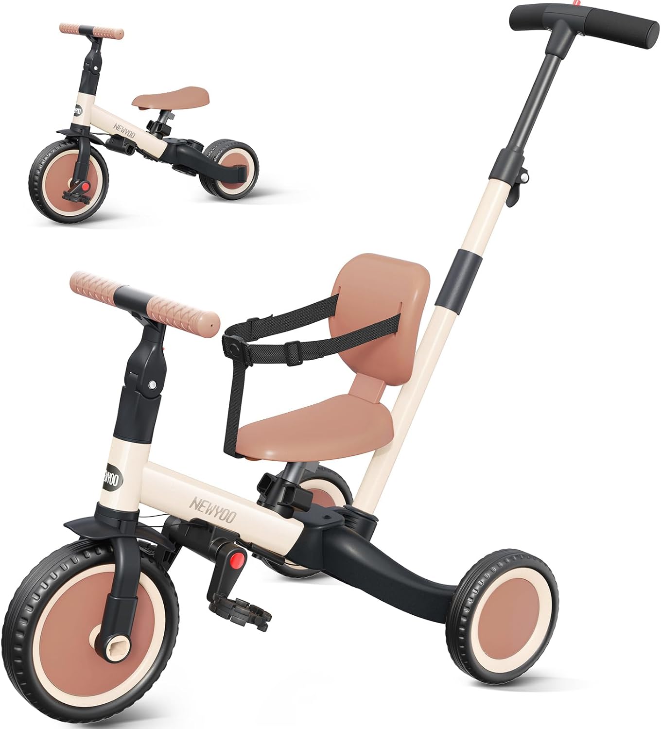 Toddler Tricycle with Push Handle for 1-3 Year Old Kids