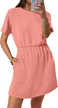 ANRABESS Womens Summer Casual Mini T Shirt Dress - Comfortable Women's