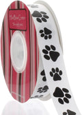 7/8 in Black Paw Grosgrain Ribbon 100 Yards - Ideal for Hair Bows