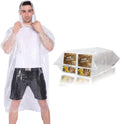 Rain Ponchos with Drawstring Hood 10 Pack - Clear Emergency Ponchos