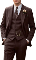 Retro Tweed 3-Piece Slim Fit Men's Suit - Herringbone Classic