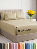 Extra Deep Queen Sheet Set Beige - 6 Piece Cooling Microfiber