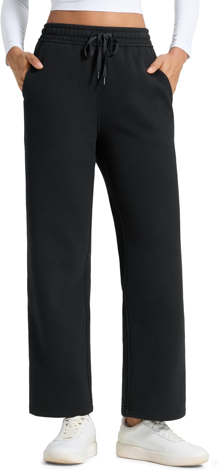 CRZ YOGA Cotton Fleece Lined Sweatpants for Women - Cozy Fit