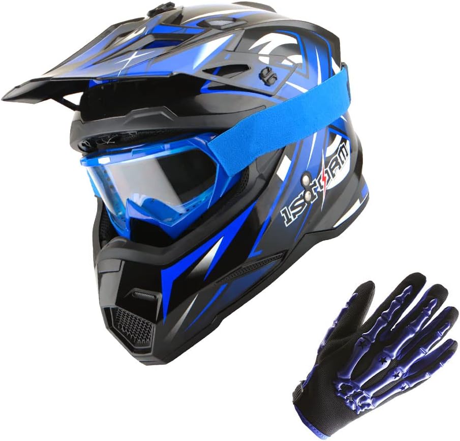 1Storm Motocross Adult Helmet Bundle with Goggles and Gloves