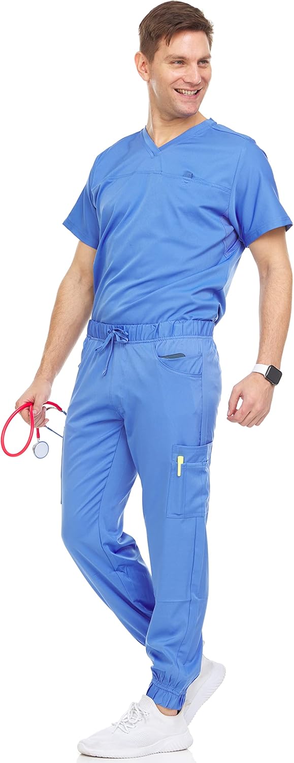 Medichic Men's Workwear Stretch V-Neck Scrub Joggers Set Review