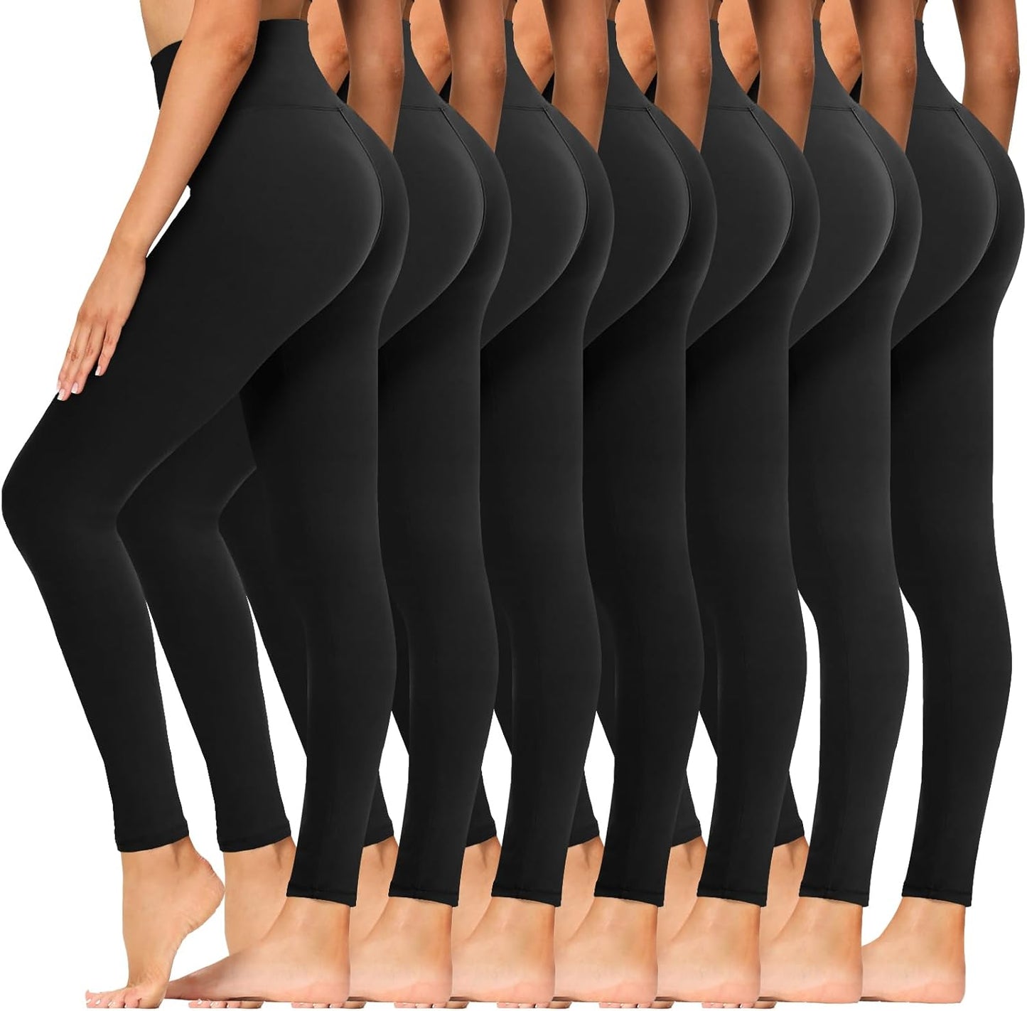 Syrinx 7 Pack Leggings for Women - High Waisted Tummy Control