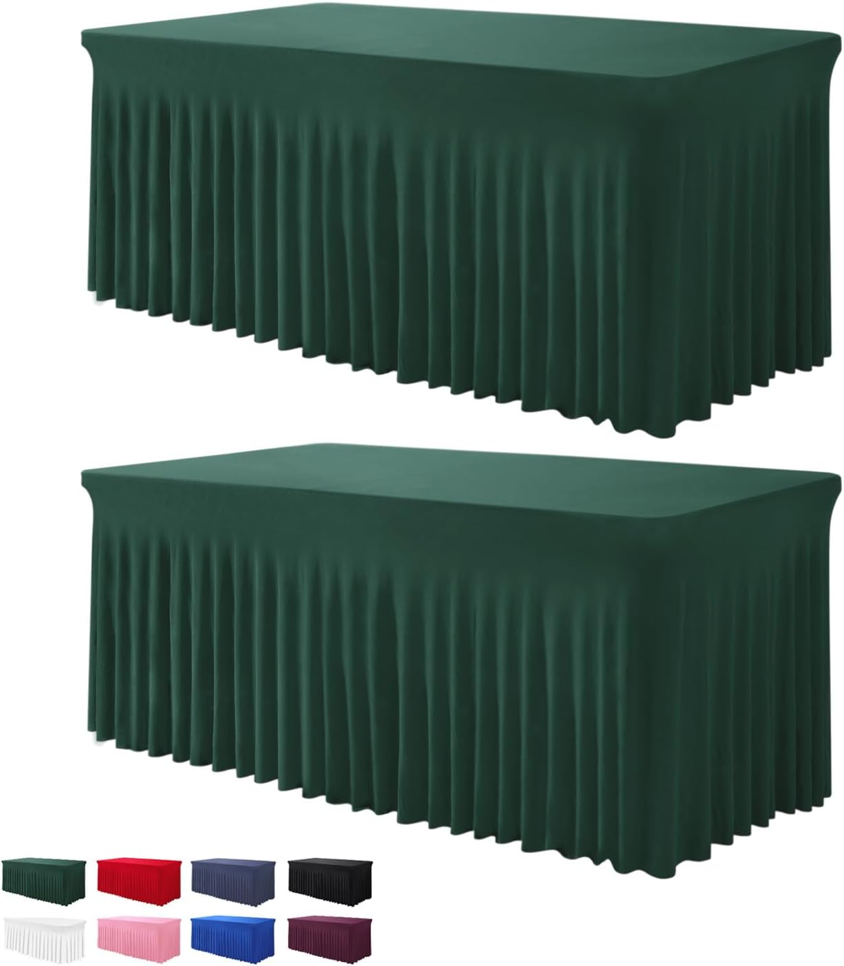 Elegant Table Skirts for Rectangle Tables 6ft - 2 Pack Hunter Green