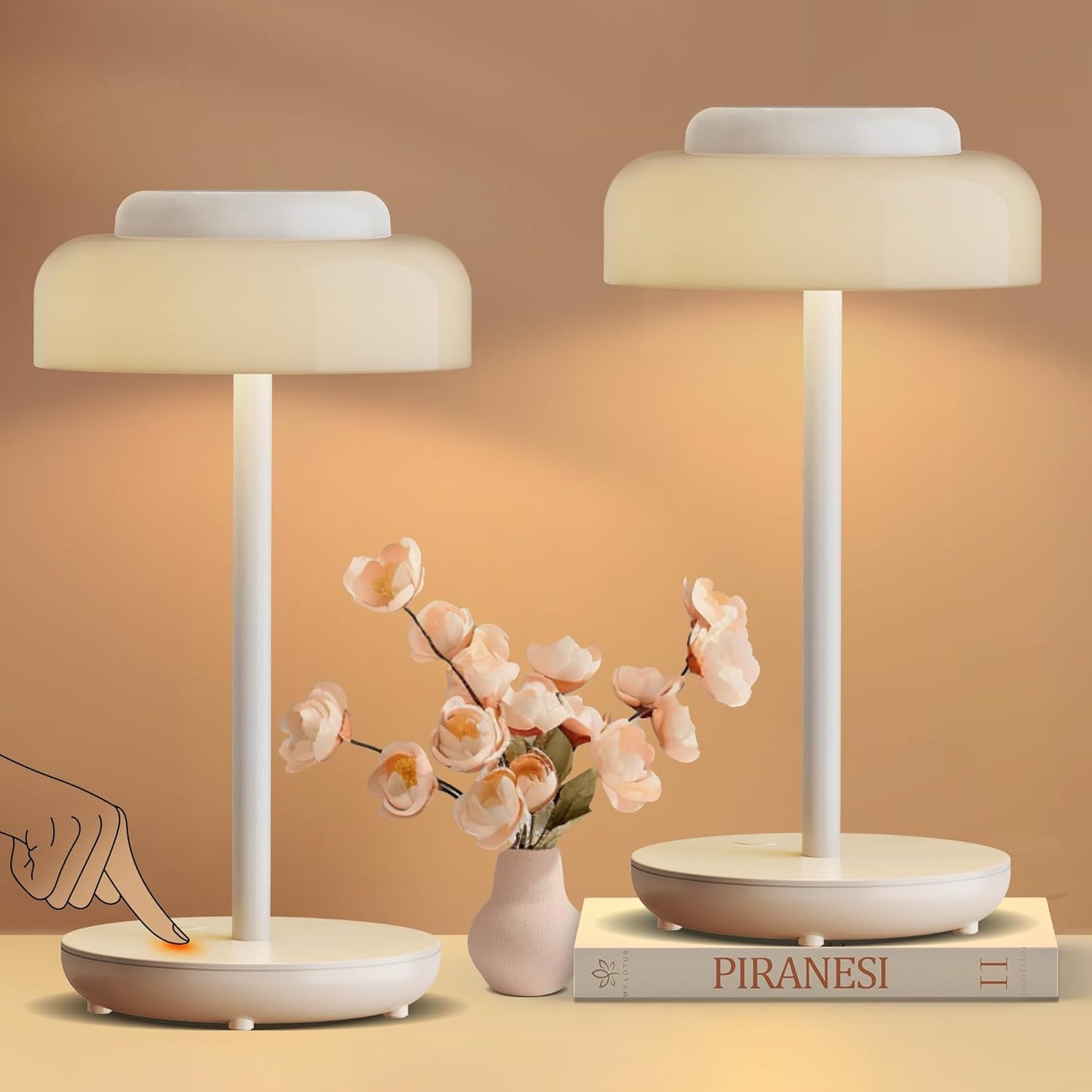 QiMH Battery Operated LED Table Lamp - Rechargeable Cordless Light
