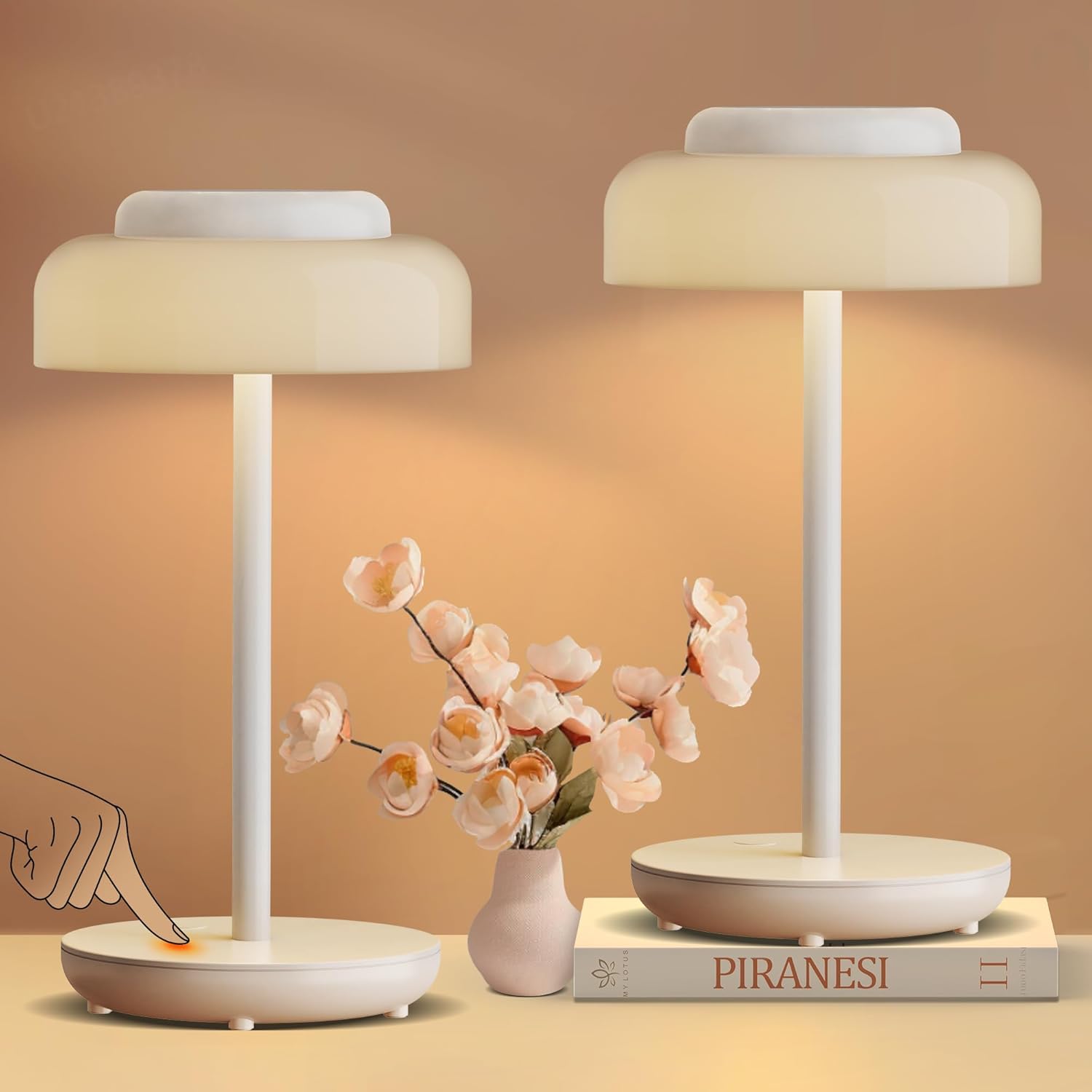 QiMH Battery Operated LED Table Lamp - Rechargeable Cordless Light