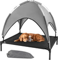 Elevated Outdoor Dog Bed with Canopy - Cooling Raised Cot for Pets