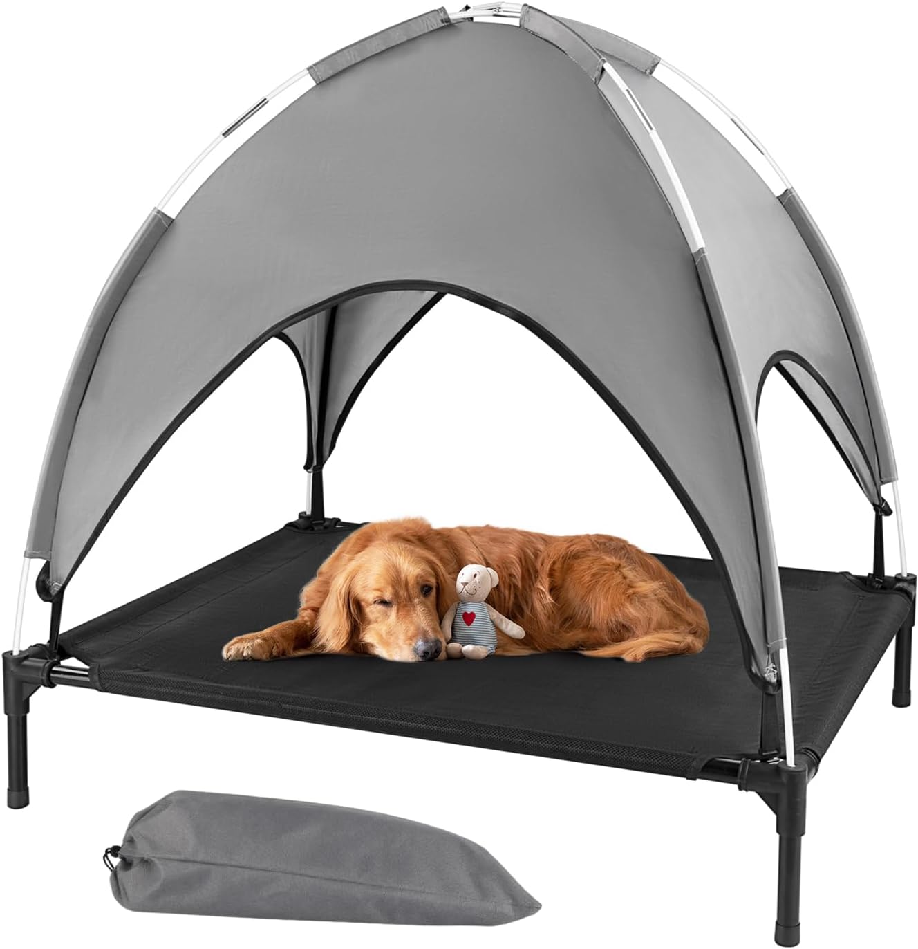 Elevated Outdoor Dog Bed with Canopy for Medium Small Dogs