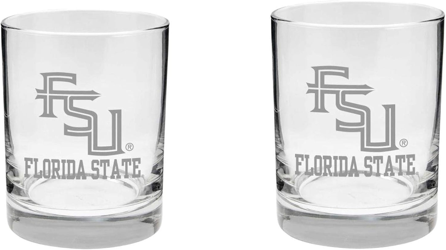 Florida State Seminoles 2-Sided Etched Satin Finish Glass Set