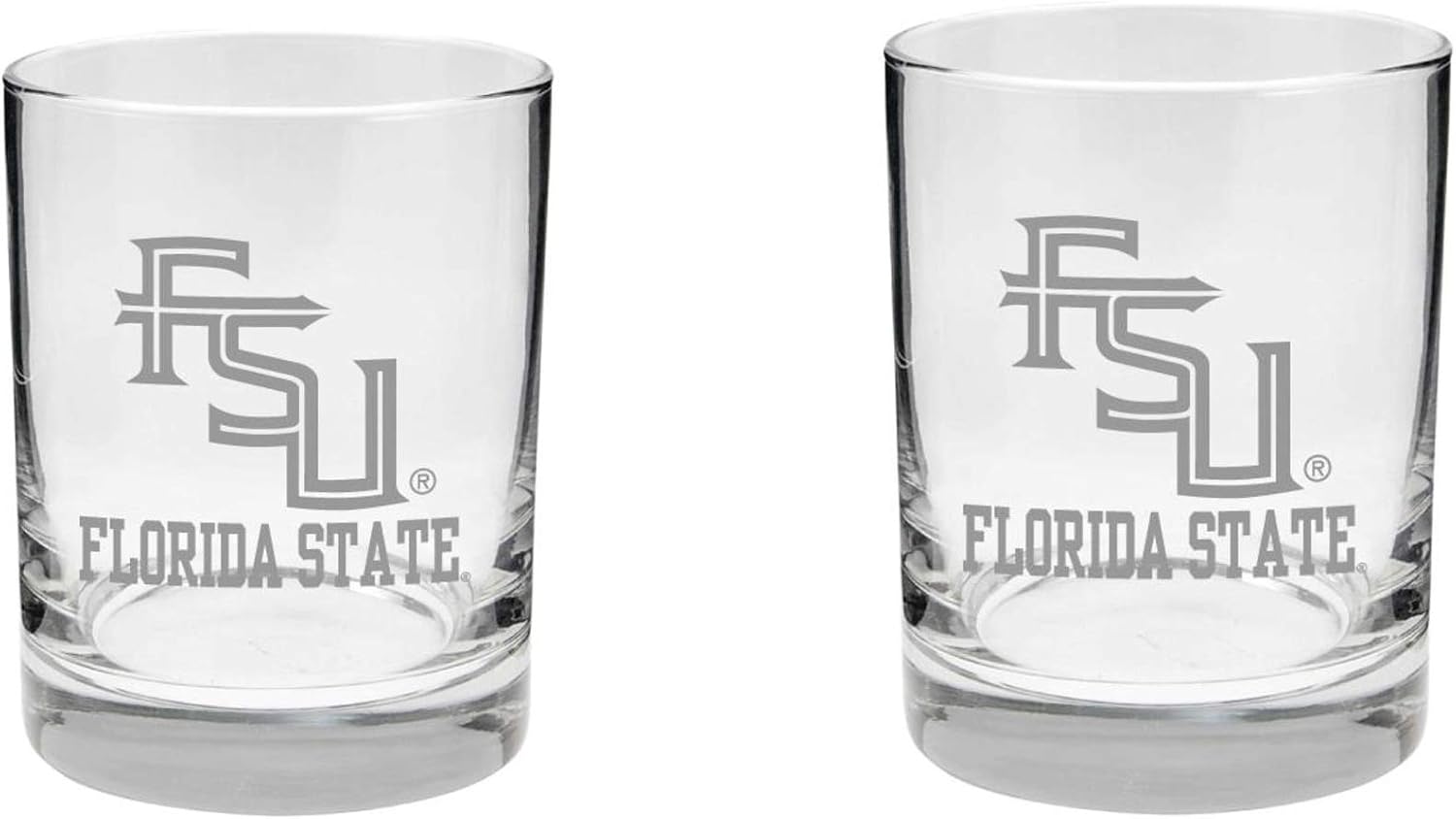 Florida State Seminoles 2-Sided Etched Satin Finish Glass Set