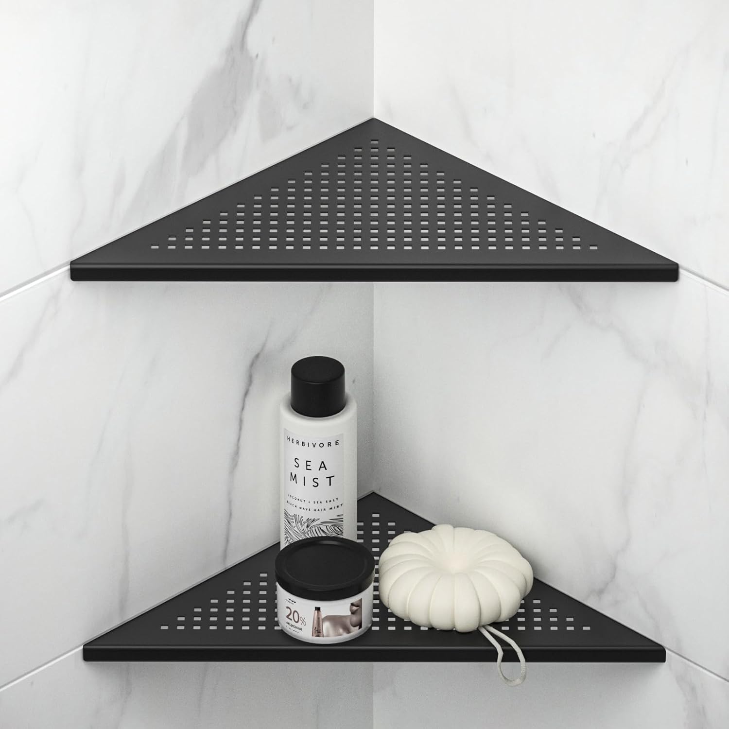 Corner Shower Shelves, 12in Matte Black Stainless Steel for Bathroom