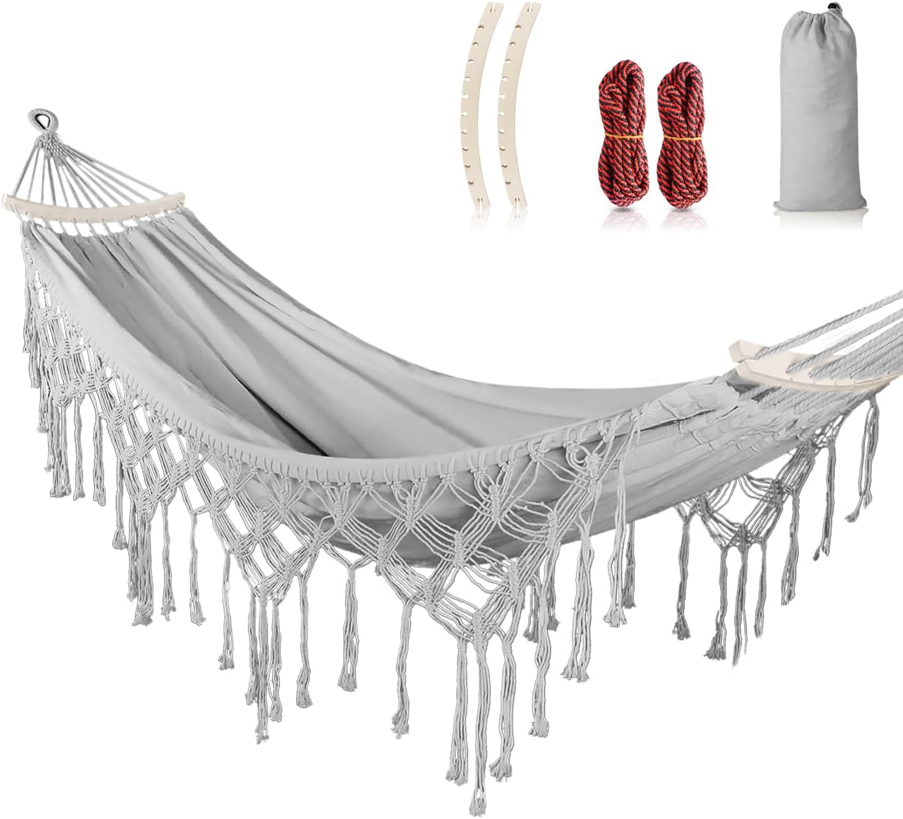 MOSFiATA Backyard Hammock with Tassels for Outdoor Relaxation