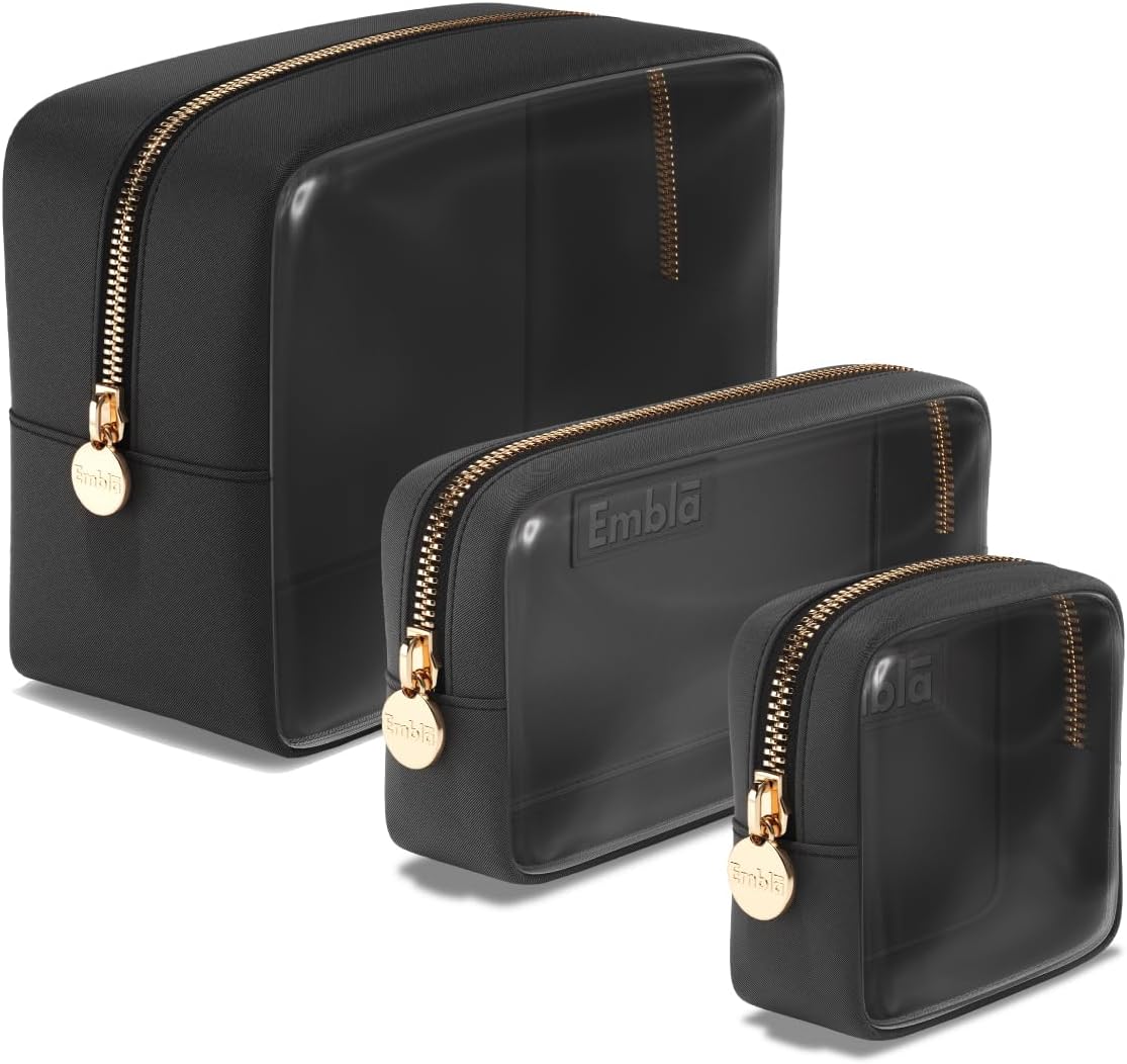 Clear Cosmetic Bags Set of 3 for Women - Travel Makeup Pouches