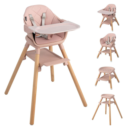 HONEY JOY 6-in-1 Convertible Wooden High Chair for Babies