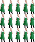 Total 15 PCS Green Plain Bib Aprons Bulk - Durable Value Pack for Home