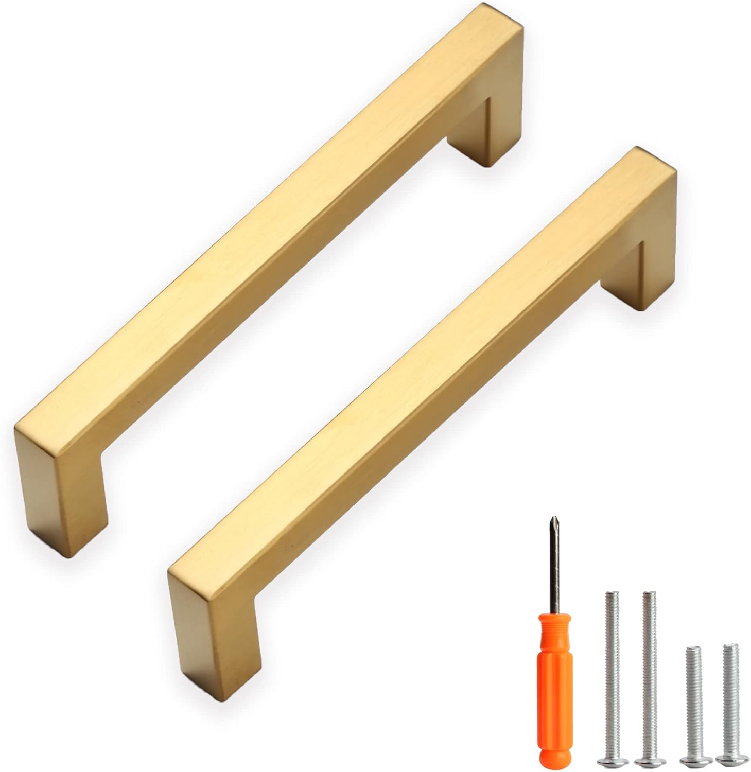 Gold Cabinet Handles 5 Inch Square Drawer Pulls for Kitchen