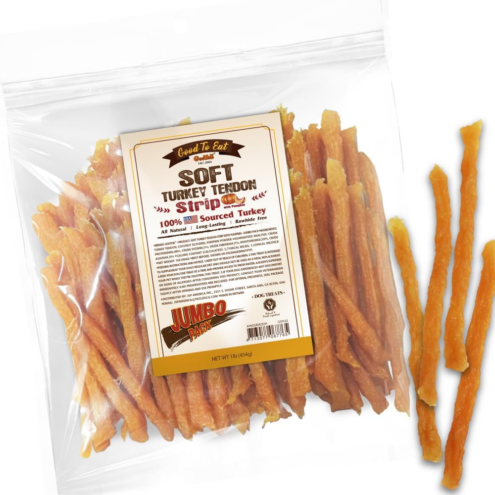Gootoe Soft Turkey Tendon Stirip with Pumpkin for Dogs