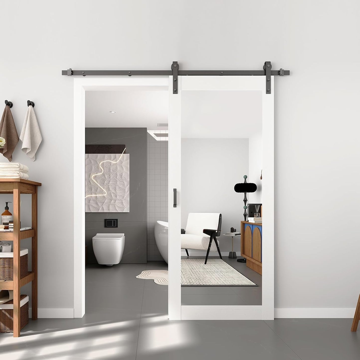 36in x 84in Mirror Barn Door with Sliding Hardware Kit Included