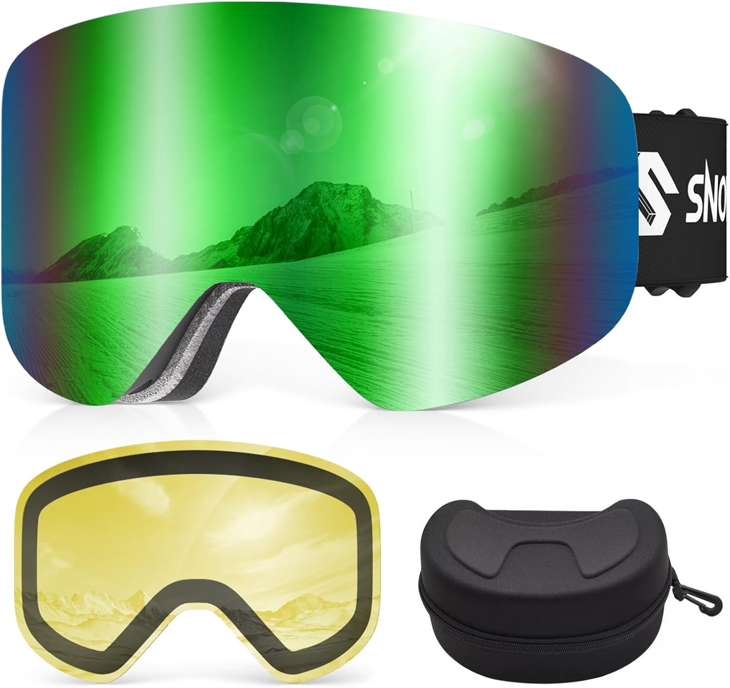 Frameless Snowboard Goggles with UV400 Magnet Lenses for All