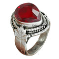 Garnet Natural Healing Gemstone Faceted Pear Ring - Pure 925 Sterling